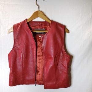 Saguaro West Red 100% Leather Short Sleeve Vest